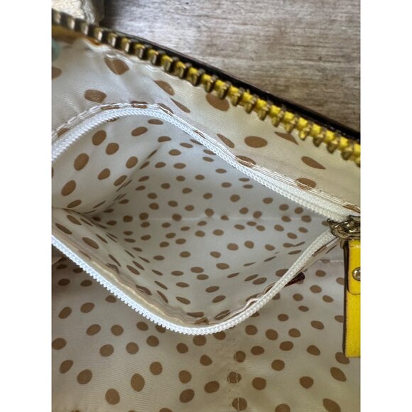 Kate Spade Byrd Chain Link Yellow Leather Chain Strap Clutch Bag With Polka Dot - Picture 5 of 7
